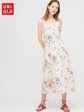 UNIQLO x Ines De La Fressange Floral Rayon Cami Midi Dress  M Bridal Shower